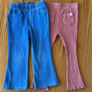 Cat & Jack Blue Jeans and easy peasy DK coral Ribbed Pants / 2T